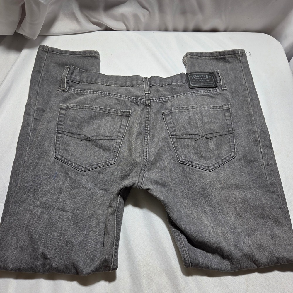 Signature by Levi Strauss & Co Mens Taper Fit Grey Denim Jeans 32x29 - Picture 5 of 8